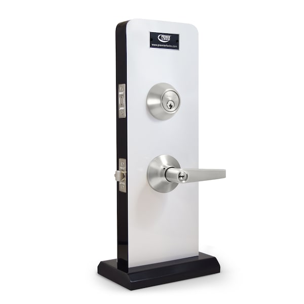 Entry Door Lever Combo Lock Set With Deadbolt Set Of 2, Keyed Alike, Stainless Steel, 2PK